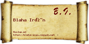 Blaha Irén névjegykártya
